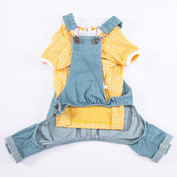 -23924-SalopetSetMavi-2 Pawstar Hundemantel 2-Teiliges Denim Latzhosen Set